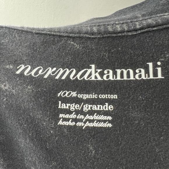 NORMA KAMAL Gray Organic Cotton Top Long Sleeve Deep V-Neckline Size L Large - Picture 8 of 10